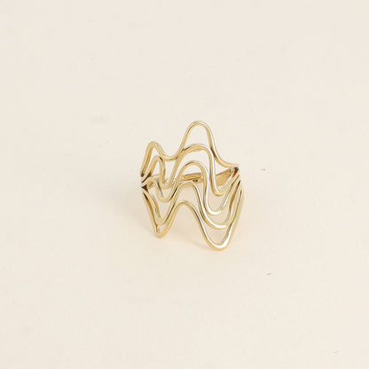 Bague large - 5 anneaux ondulés