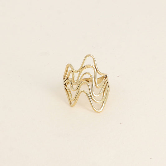 Bague large - 5 anneaux ondulés