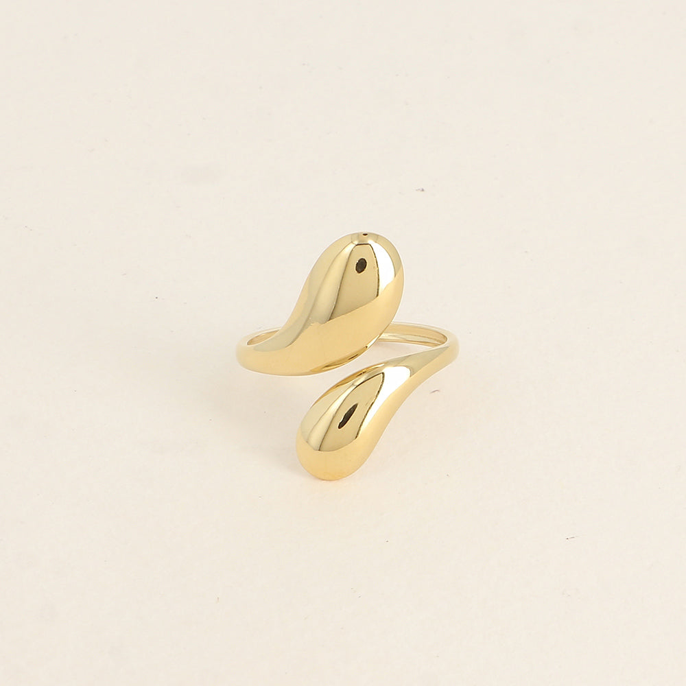 Bague ouverte - 2 formes bombées lisses, verticales