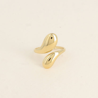 Bague ouverte - 2 formes bombées lisses, verticales