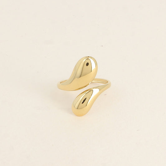 Bague ouverte - 2 formes bombées lisses, verticales