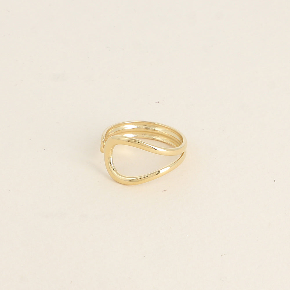 Bague ouverte - forme arrondie ajourée et deux barres