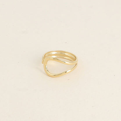 Bague ouverte - forme arrondie ajourée et deux barres