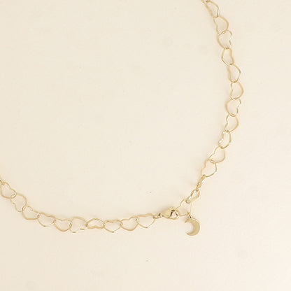 Collier - maillons cœurs et pendentif lune 47,5 cm - Epaisseur de la maille: 8mm