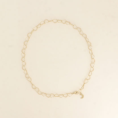 Collier - maillons cœurs et pendentif lune 47,5 cm - Epaisseur de la maille: 8mm