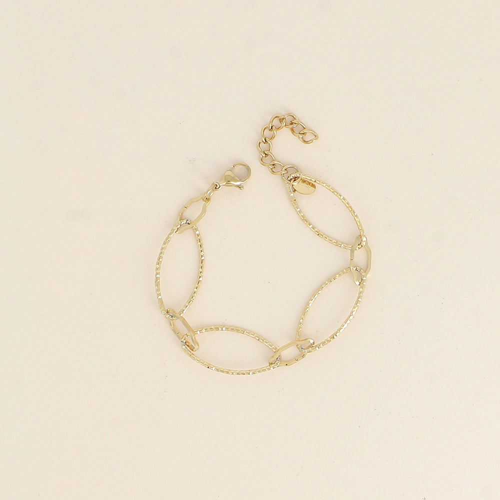 Bracelet - maillons alternés ovales dentelés et texturés (16,5+3 cm)