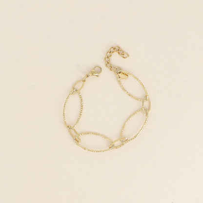 Bracelet - maillons alternés ovales dentelés et texturés (16,5+3 cm)