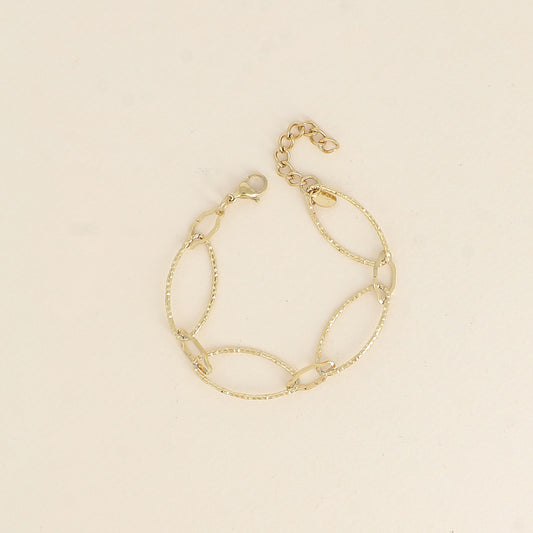 Bracelet - maillons alternés ovales dentelés et texturés (16,5+3 cm)