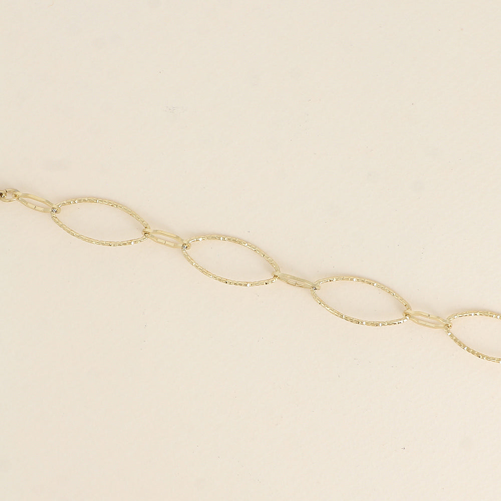 Bracelet - maillons alternés ovales dentelés et texturés (16,5+3 cm)