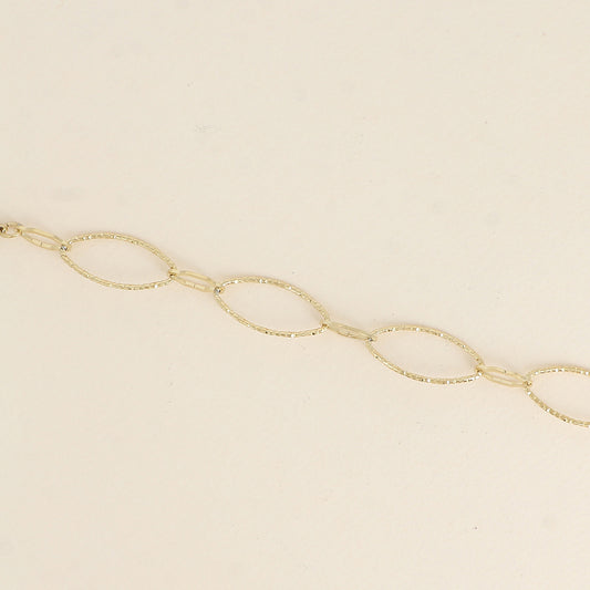 Bracelet - maillons alternés ovales dentelés et texturés (16,5+3 cm)