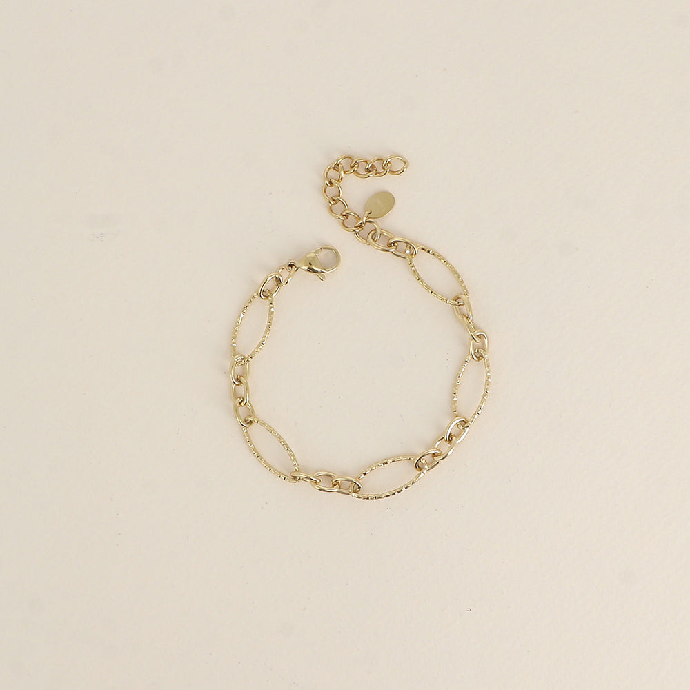 Bracelet - maillons alternés ovales dentelés et texturés (16,5+3 cm)