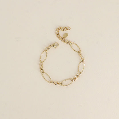 Bracelet - maillons alternés ovales dentelés et texturés (16,5+3 cm)