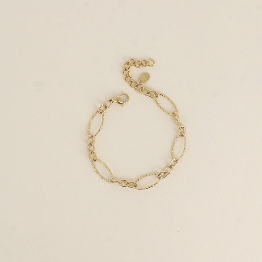 Bracelet - maillons alternés ovales dentelés et texturés (16,5+3 cm)