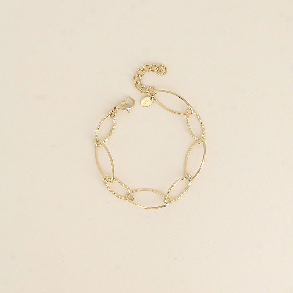Bracelet - maillons alternés ovales dentelés et lisses (16,5+3 cm)