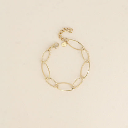 Bracelet - maillons alternés ovales dentelés et lisses (16,5+3 cm)