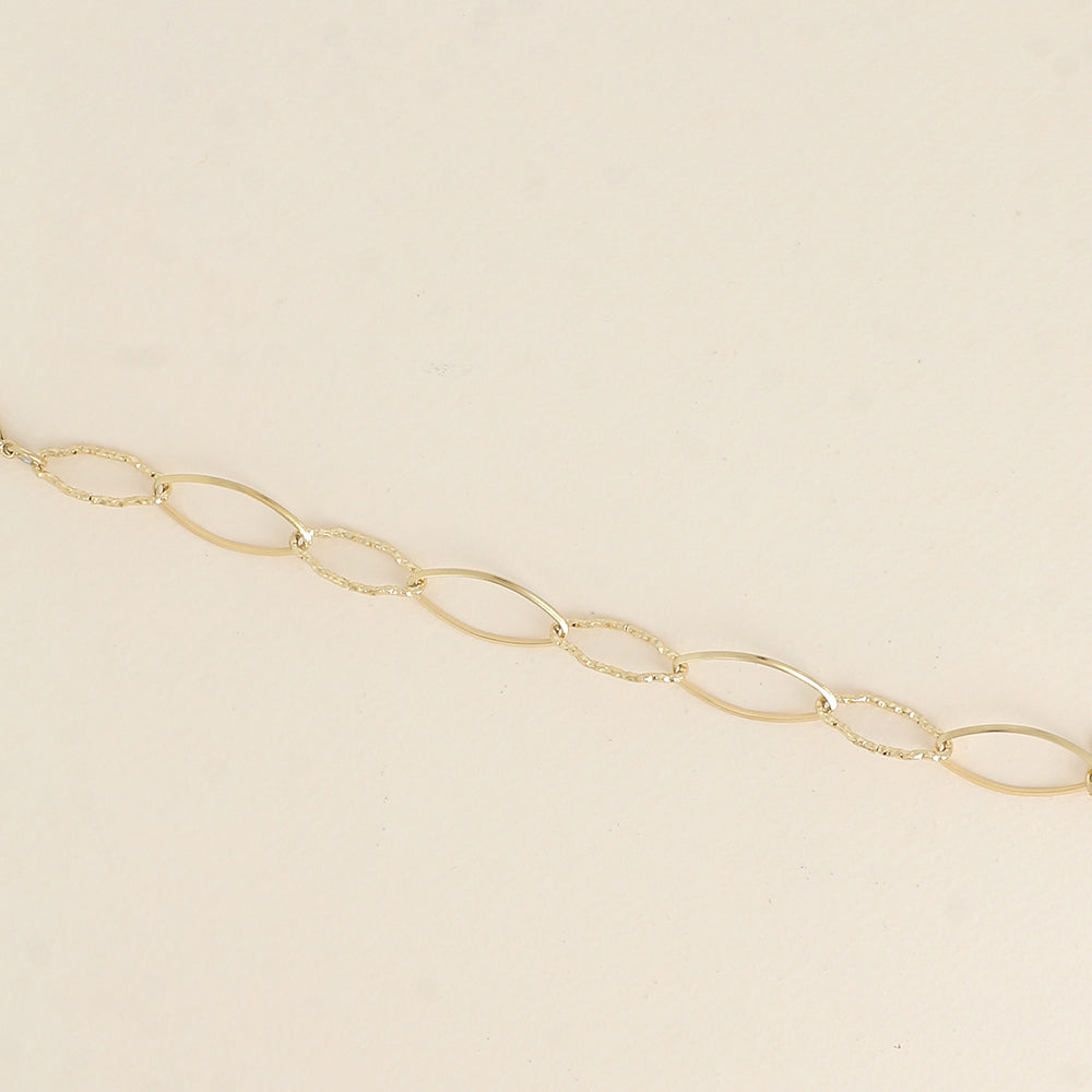 Bracelet - maillons alternés ovales dentelés et lisses (16,5+3 cm)