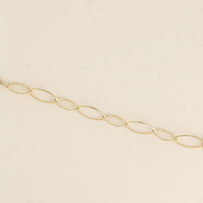 Bracelet - maillons alternés ovales dentelés et lisses (16,5+3 cm)