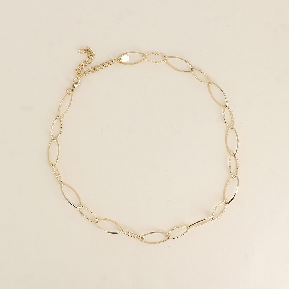 Collier - maillons alternés ovales dentelés et lisses 41+7 cm - Epaisseur de la maille: 11 mm
