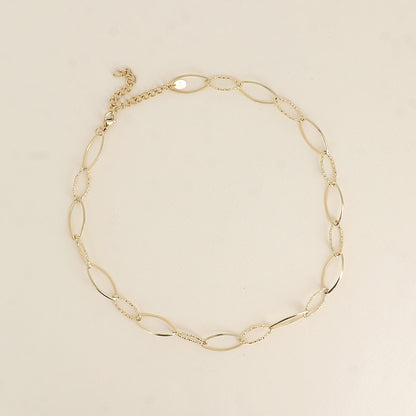 Collier - maillons alternés ovales dentelés et lisses 41+7 cm - Epaisseur de la maille: 11 mm