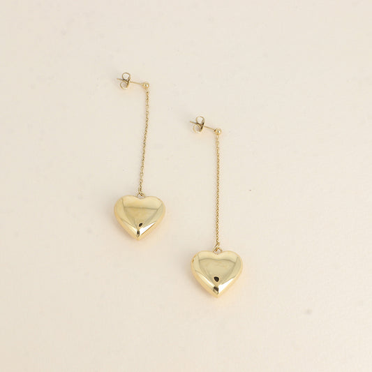 Boucles pendantes- chaîne et cœur lisse 20x75 mm