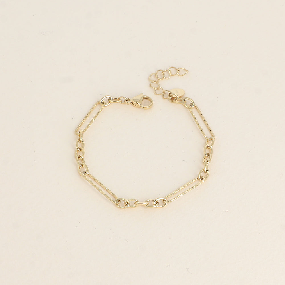 Bracelet - maillons ovales dentelés et petits maillons ovales (16,5+3 cm)