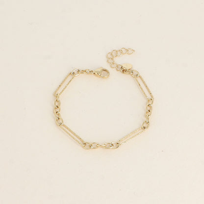 Bracelet - maillons ovales dentelés et petits maillons ovales (16,5+3 cm)