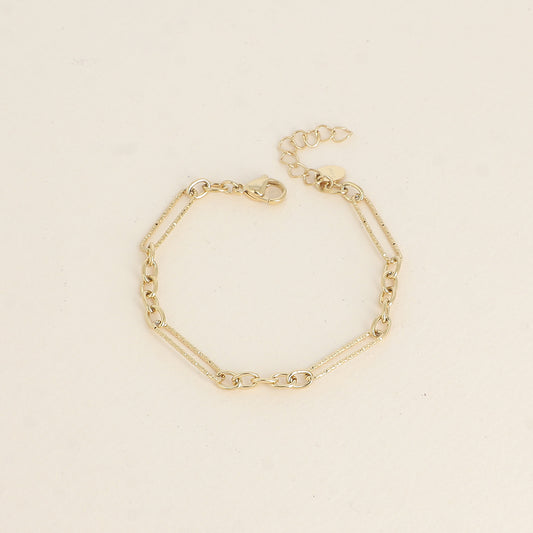 Bracelet - maillons ovales dentelés et petits maillons ovales (16,5+3 cm)