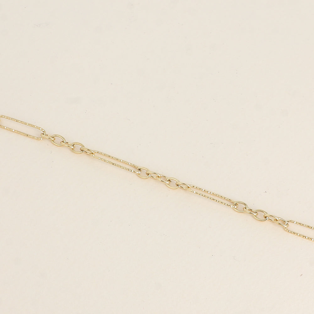 Bracelet - maillons ovales dentelés et petits maillons ovales (16,5+3 cm)