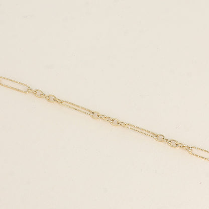 Bracelet - maillons ovales dentelés et petits maillons ovales (16,5+3 cm)