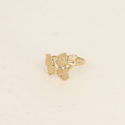 Bague ouverte - ginkos et oxydes de zirconium
