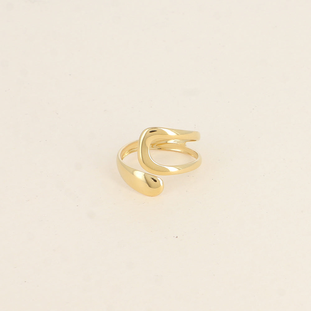 Bague ouverte - deux formes arrondies, ajourée et pleine