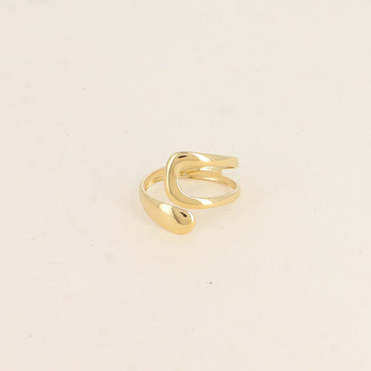 Bague ouverte - deux formes arrondies, ajourée et pleine
