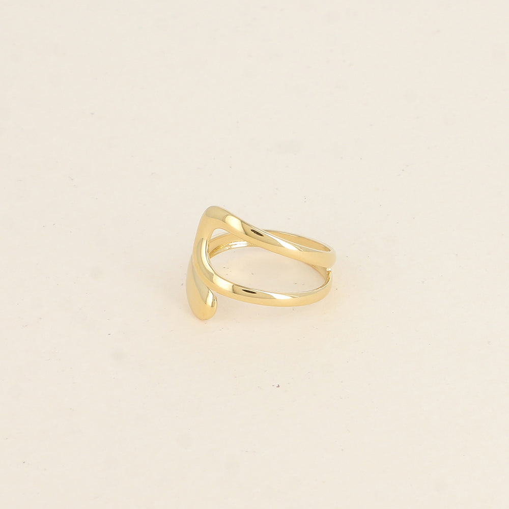 Bague ouverte - deux formes arrondies, ajourée et pleine