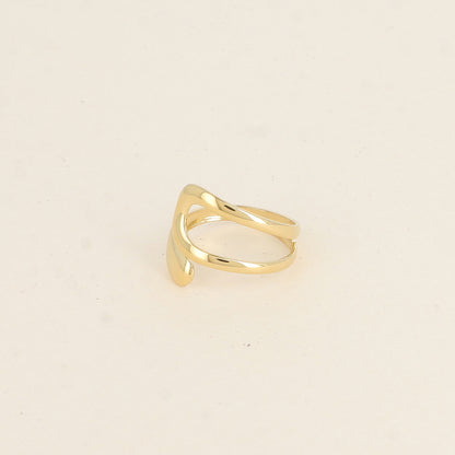 Bague ouverte - deux formes arrondies, ajourée et pleine