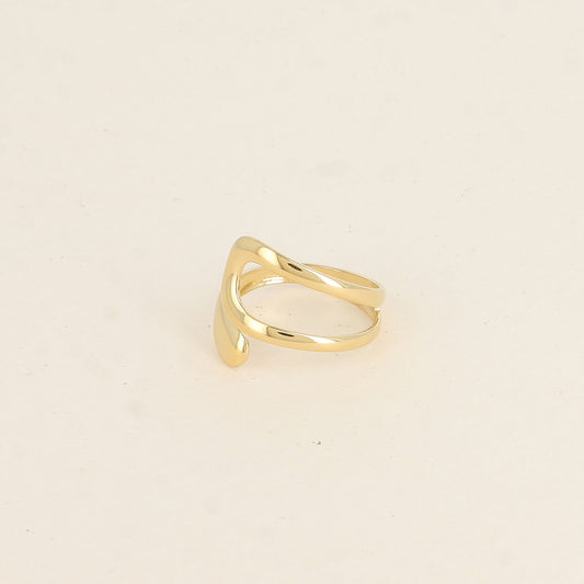 Bague ouverte - deux formes arrondies, ajourée et pleine