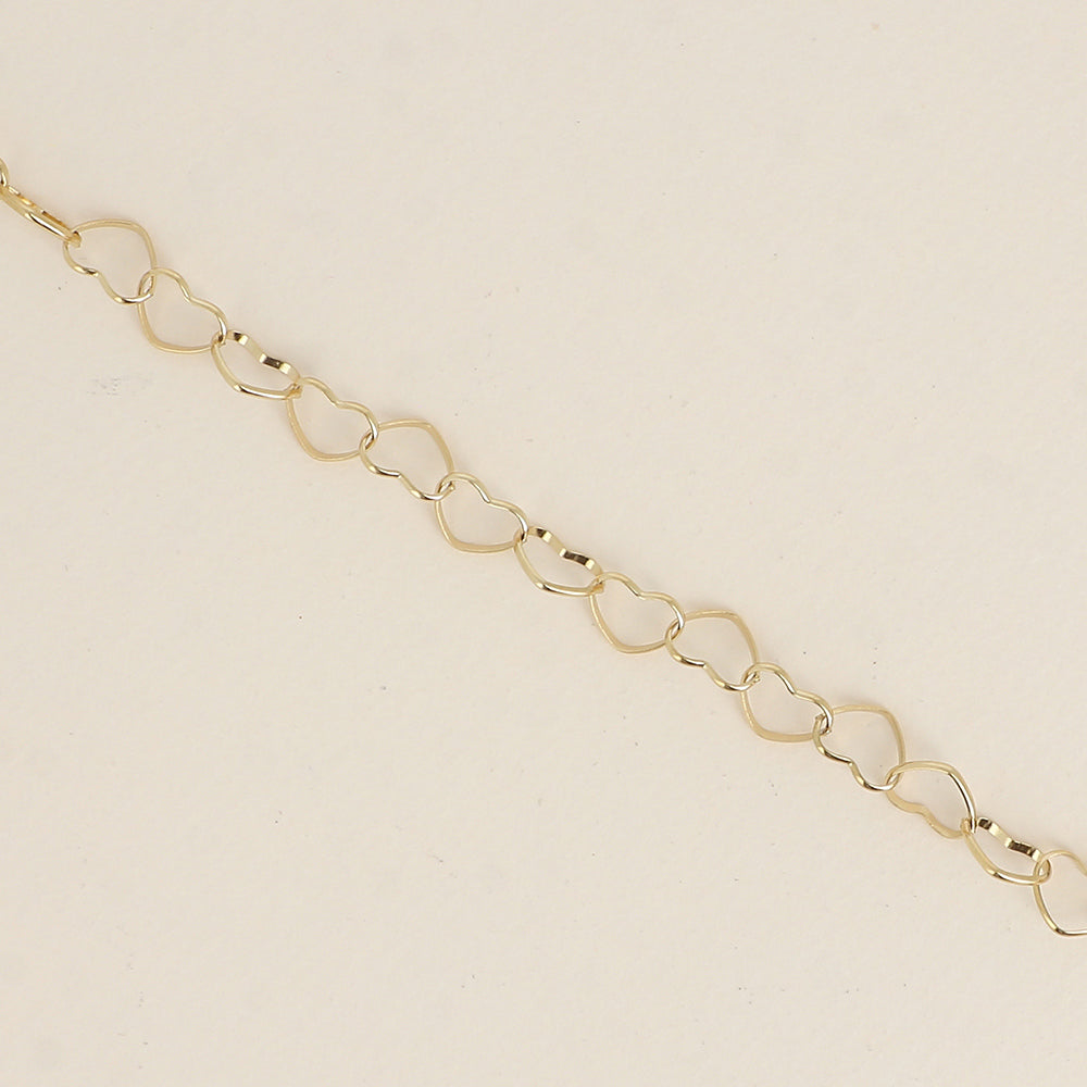 Bracelet - maillons cœurs et pendentif lune - 19cm