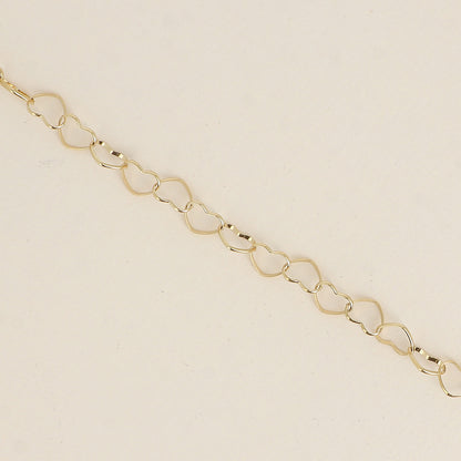Bracelet - maillons cœurs et pendentif lune - 19cm
