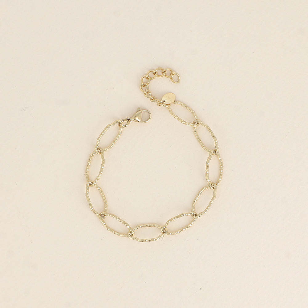 Bracelet - maillons alternés ovales dentelés (16,5+3 cm)
