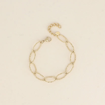 Bracelet - maillons alternés ovales dentelés (16,5+3 cm)