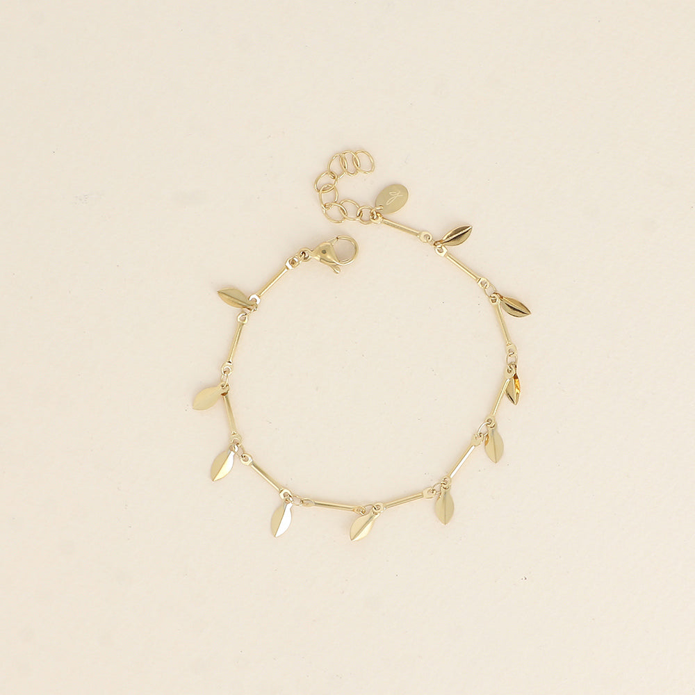 Bracelet - maillons cylindriques et de pétales pendantes (17+3 cm)