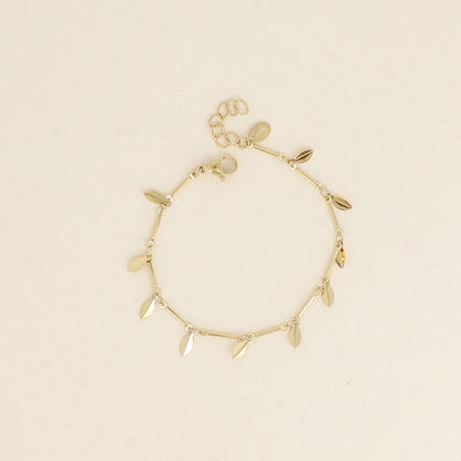 Bracelet - maillons cylindriques et de pétales pendantes (17+3 cm)