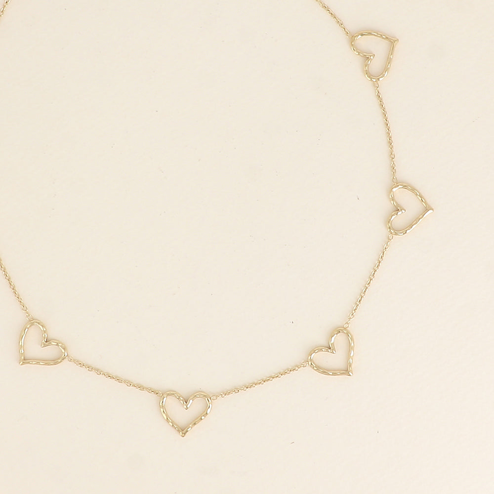 Collier - pendentifs cœurs ajourés 40+5 cm