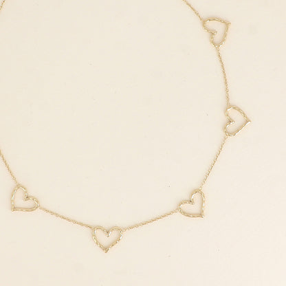 Collier - pendentifs cœurs ajourés 40+5 cm