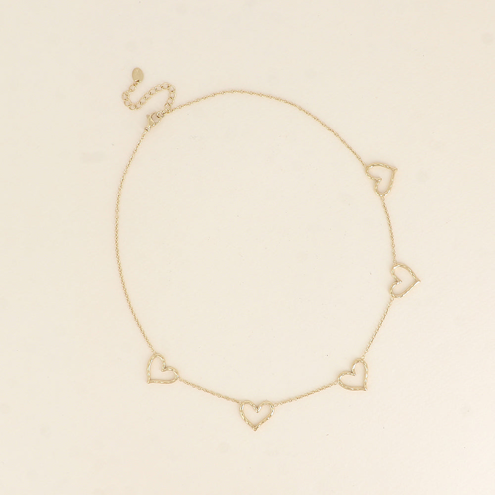 Collier - pendentifs cœurs ajourés 40+5 cm