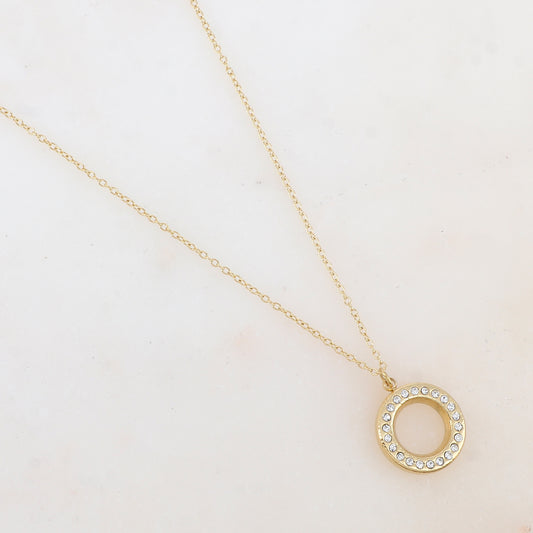 Collier avec pendentif anneau et strass 40+5 cm