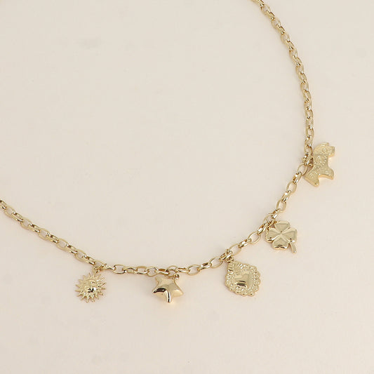 Collier - soleil, étoile, lama, trèfle, cœur 45+5 cm