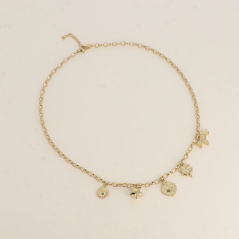 Collier - soleil, étoile, lama, trèfle, cœur 45+5 cm