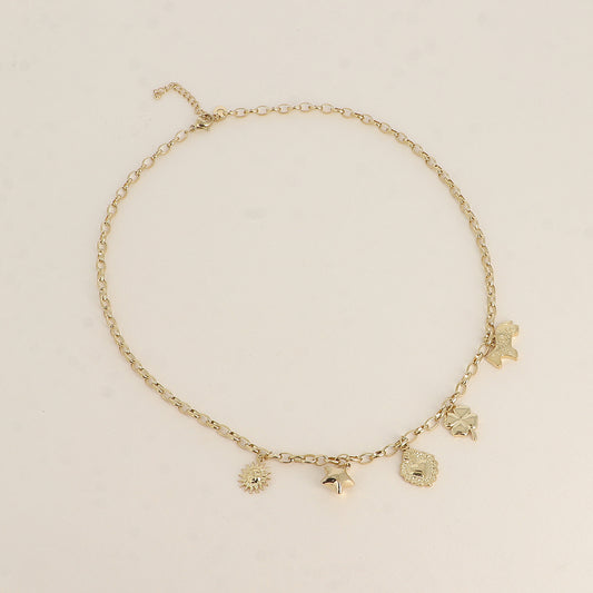 Collier - soleil, étoile, lama, trèfle, cœur 45+5 cm