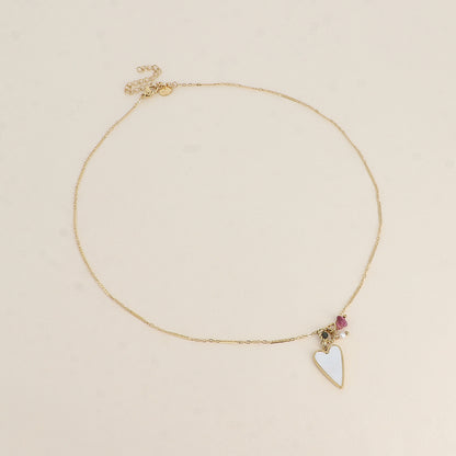 Collier - cœur nacré, pierres naturelles 45+7 cm