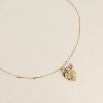 Collier - cœur strié, pierres naturelles 45+7 cm